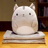 Cartoon Animals Plush Pillow  Keep warm Multifunction 3 in 1 Throw Pillow Hand Warm Pillow Cushion Baby Kids Blanket Stuffed Toy 3