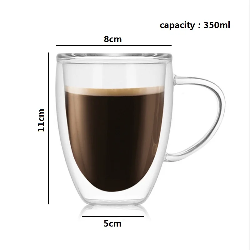 M 350ml Сердце в форме любви с двойными стенками Стеклянная Кружка устойчивая кунг-фу чайная кружка молочная чашка для лимонного сока посуда для напитков любовник кофейные чашки Кружка подарок - Цвет: M 350ml