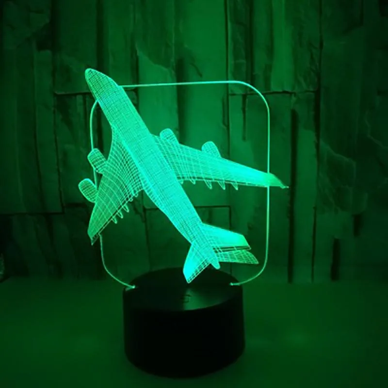 3D Led моделирование настольная лампа 7 цветов Изменение самолета градиент атмосфера светильник ing Прохладный мальчик прикроватный ночник светильник Декор Игрушка