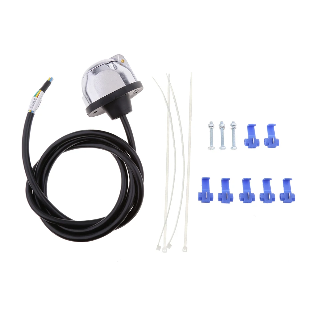 Round 7 Way Pin Trailer Boat Light Socket Connector Wire Line Weather