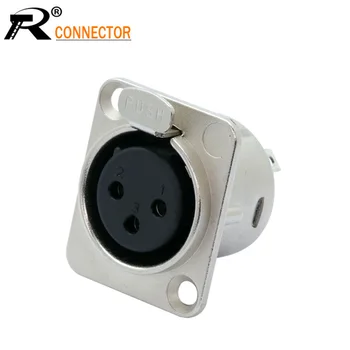 

10pcs New XLR connector Pearl Silver Plated 3pin XLR Female jack panel mount connector audio jack speaker plug with PUSH lock