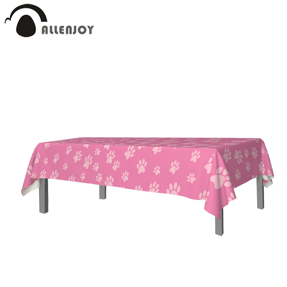 Allenjoy Rectangular Tablecloth Dogs Footprint Step And Repeat Waterproof Activities Decor Birthday Baby Shower Party Supply | Дом и сад