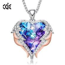 CDE alas de Ángel a la moda COLLAR COLGANTE en forma de corazón con cristal de amatista para mujer joyería fina regalos de San Valentín(China)