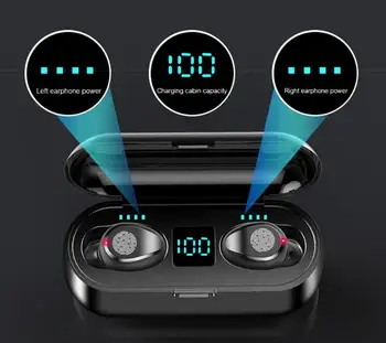 

Wireless Earphone Bluetooth V5.0 F9 TWS Headphone LED Display 2000mAh Charging Box Headsets With Microphone for all samrt phone