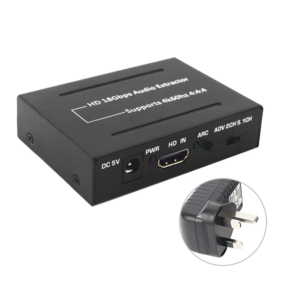 UK Plug HDMI 1080P Аудио экстрактор стерео экстрактор SPDIF L/R HDMI к HDMI 4K* 2K 2,0 HD 18 Гбит/с Поддержка 4k60hz аудио экстрактор для ТВ - Цвет: UK Plug