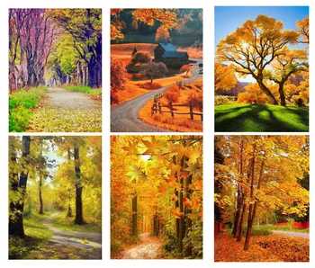 

5D DIY Diamond Painting Autumn Landscape Embroidery Cross Stitch Scenic Round Home Decorative