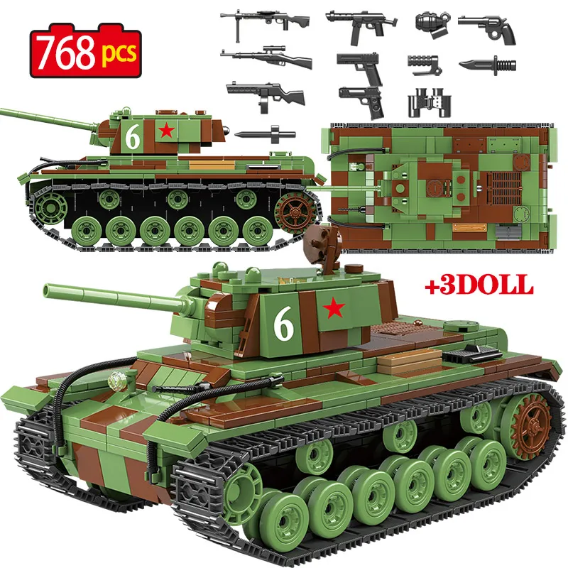  768 PCS Military Soviet Russia KV 1 Tank Building Blocks For legoingly tank City WW2 Soldier Police