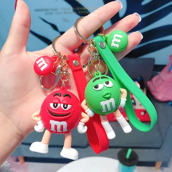 

2020 Cartoon Anime Chocolate Bean Style Keychain PVC The silicone M Figure Key Ring Best For A Childre Toy Birthday Gift Pendant
