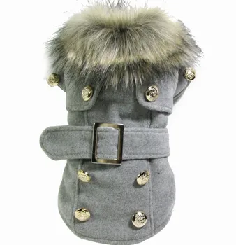 

Pets Clothes Wind Heavy Woolen Cloth Mix Cotton Padded Coat Dog Clothes Woollen Overcoat