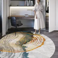 Круглые ковры с абстрактными рисунками для спальни, мягкие фланелевые ковры для гостиной, ковры с геометрическим дизайном, европейские цветные круглые ковры