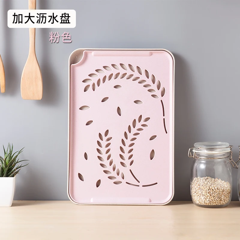 Tea tray cup tray Household thick plastic double drain tray living room rectangular fruit tea tray ZP8051521 - Цвет: pink
