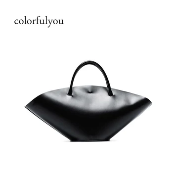 

Women's fashion trend fan-shaped handbag quality PU leather tote bag large capacity shell bag shopping bag 2019 new arrival