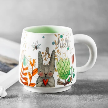 

Ceramic Mug Couple Drinking Cup Home Office Coffee Cup Tea Cup Milk Cup Breakfast Cereal Cup Rabbit