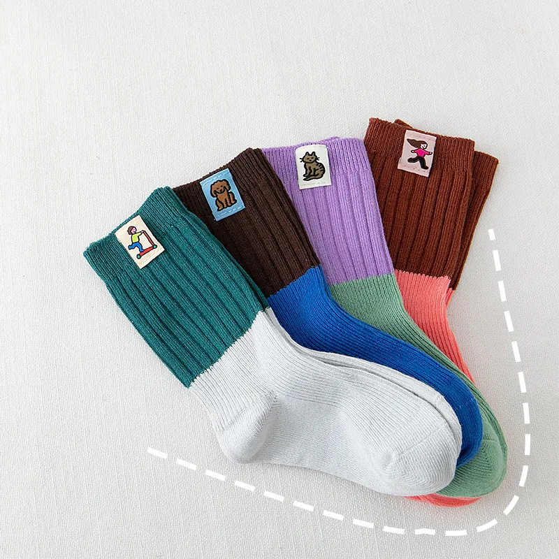 

Today Must Grab [2 Pairs of Bags] Autumn New Style Children's Socks Cotton Soft Skin-Friendly Students Double Needles Crew Socks