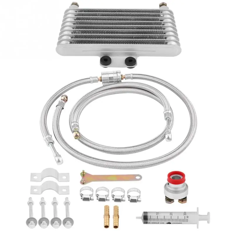 125ml Motorcycle Oil Cooler Oil Cooler Engine Oil Cooling Radiator System Kit for Honda GY6 100CC-150CC Engine New Arrive - Цвет: Серебристый