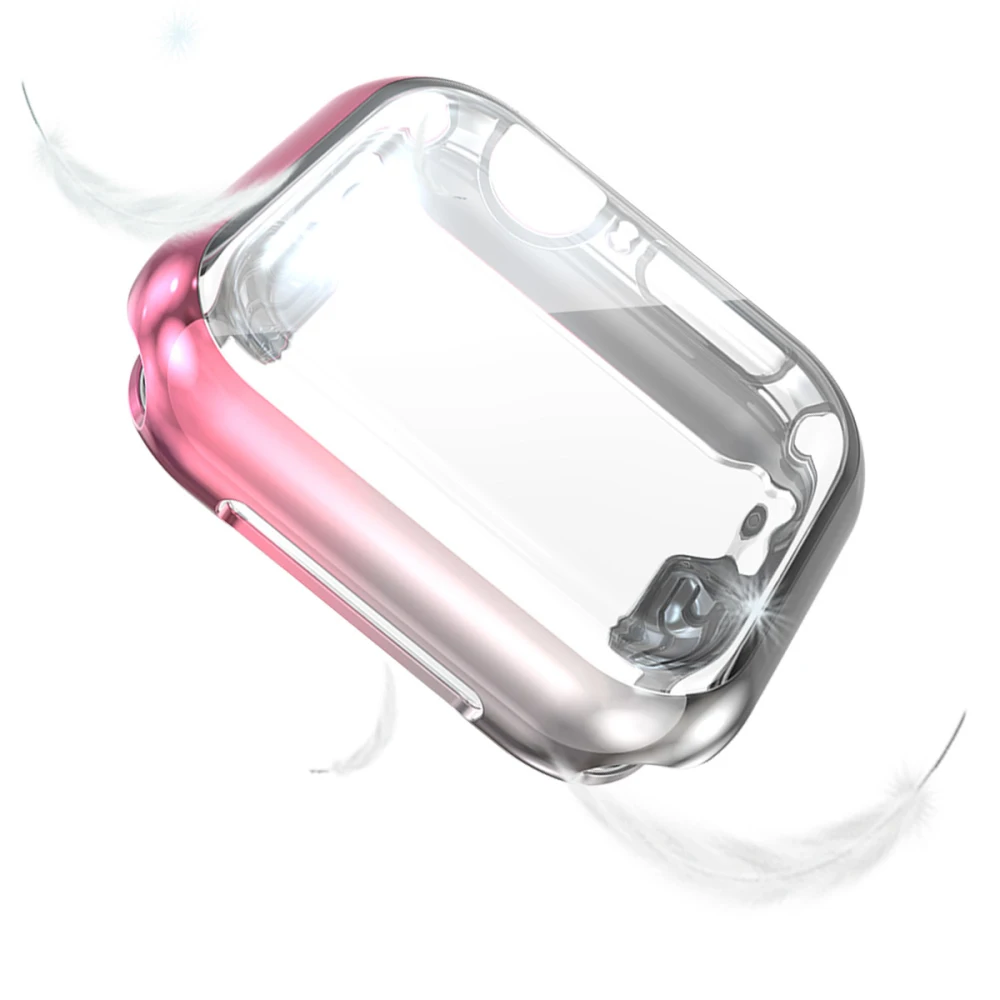 Полный защитный чехол для Apple Watch 4, 5, 3, 2, 1, для iwatch 44 мм, 40 мм, 38 мм, 42 мм, защита экрана, градиентное покрытие, ТПУ, оболочка - Цвет: Pink Gray