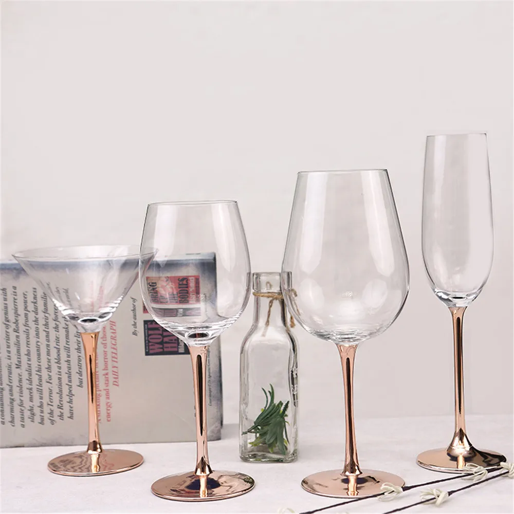 Crystal Goblets Wine Glass Electroplated Rose Gold Lead-free Goblet Juice Cocktail Drink Champagne Party Barware | Дом и сад