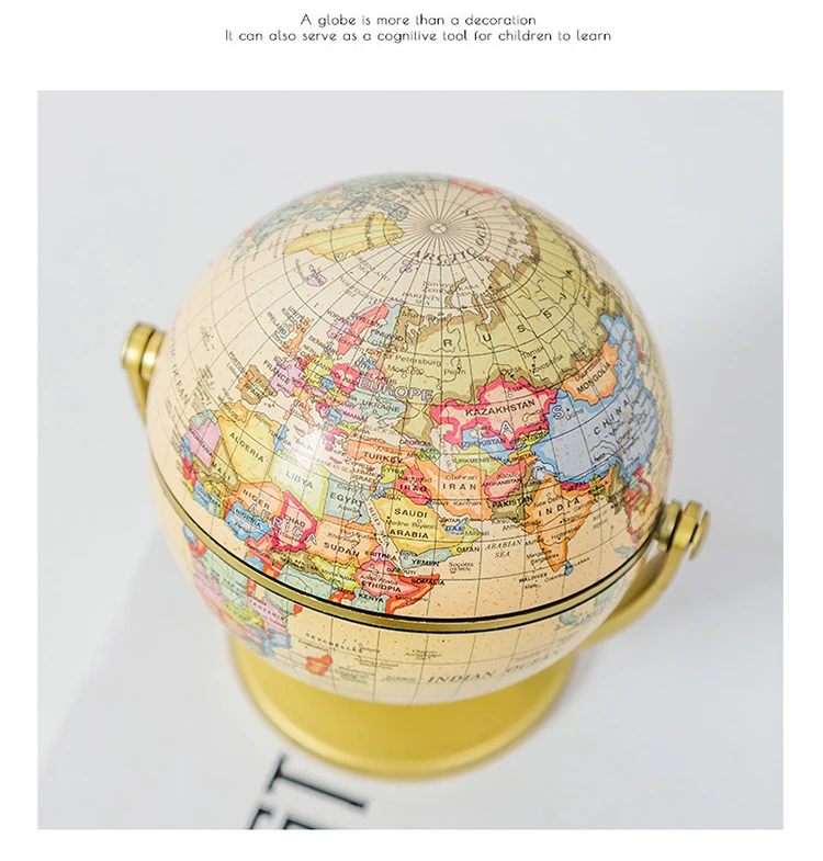 12cm Retro Globe 360 Rotating Earth World Ocean Map Ball Antique Desktop Geography Learning Education Home School Decoration (2)