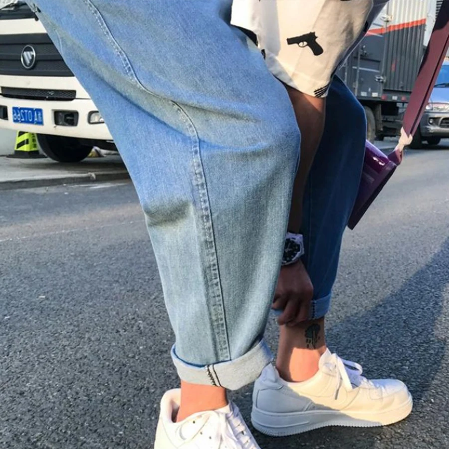 Мужские повседневные джинсы Классические Осенние мужские свободные прямые Стрейчевые джинсы средней посадки Рабочая Одежда узкие брюки плюс размер