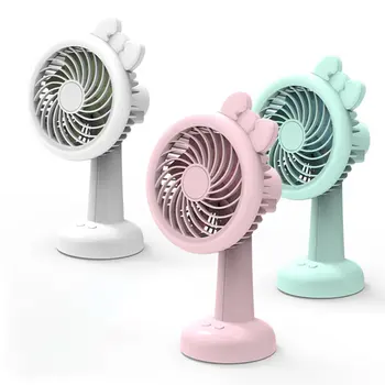 

Usb Charging Small Fan Desktop Shaking Head Student Office Small Table Fan Three-Speed Cartoon With Table Lamp Small Fan
