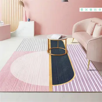 

Nordic Pink Gold Rug Abstract Carpet Girls Kids Room Romantic Purple 3D Rug Bedroom Beside Carpet Balcony Rug Hallway Mat Custom