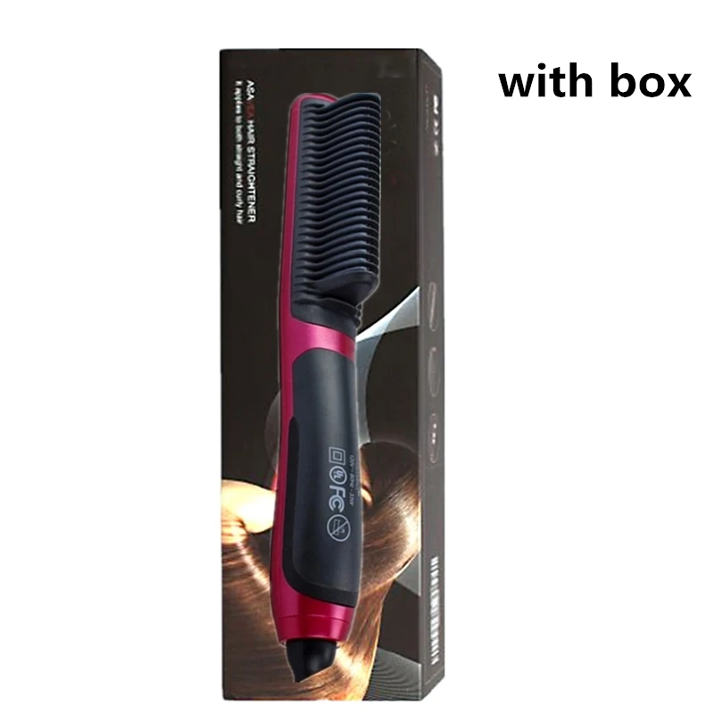 Red with box Профессиональный гребень для бороды, выпрямитель для волос, электрический выпрямитель для волос, выпрямитель для бороды, щетки для волос, моделирующий инструмент для волос, длинные короткие волосы - Цвет: Red with box