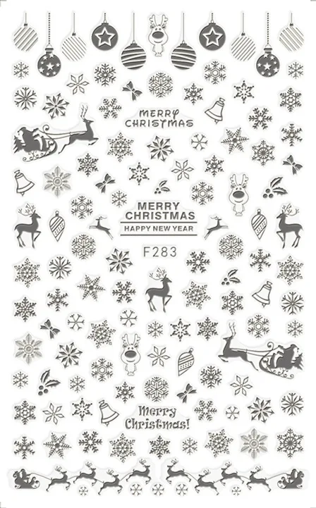 1 лист Рождественская тема наклейки для ногтей милый олень/Снежинка узор для ногтей DIY декоративная наклейка на стену самоклеящаяся