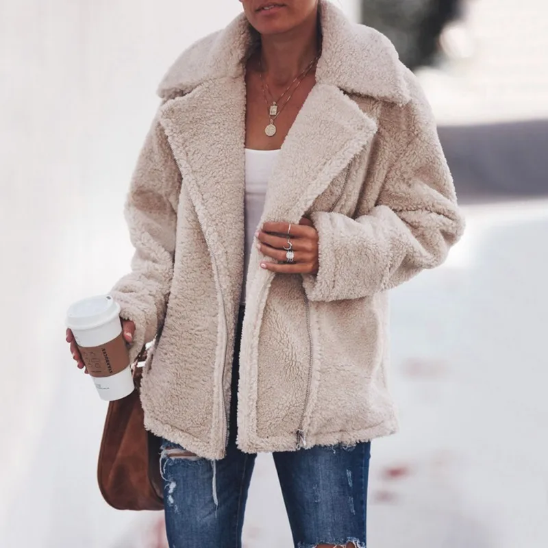 

Autumn Winter Long sleeve Women Coat Fashion New Womens Button Suit Collar Pocket Blouse Woolen Jacket coats Warm windbreaker