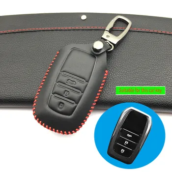 

For Toyota Land Cruiser Chr C-hr 200 Auris Avensis Corolla Hot Sale Genuine Leather Car Key Case Cover 3 Button Protective Shell