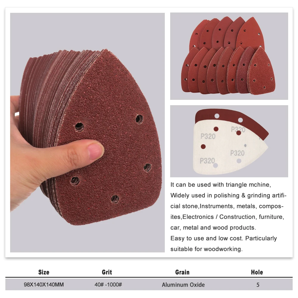 Sanding Discs Mini Sandpaper Kit Polish Sand Paper Sandpaper Tools Sandpaper Set Sander Pads 15pcs 140*98MM Mouse Sandpaper Triangle Sand Paper Hook and Loop Sanding Disc For Car Polishing Assorted Grit 40-1000 for Metal