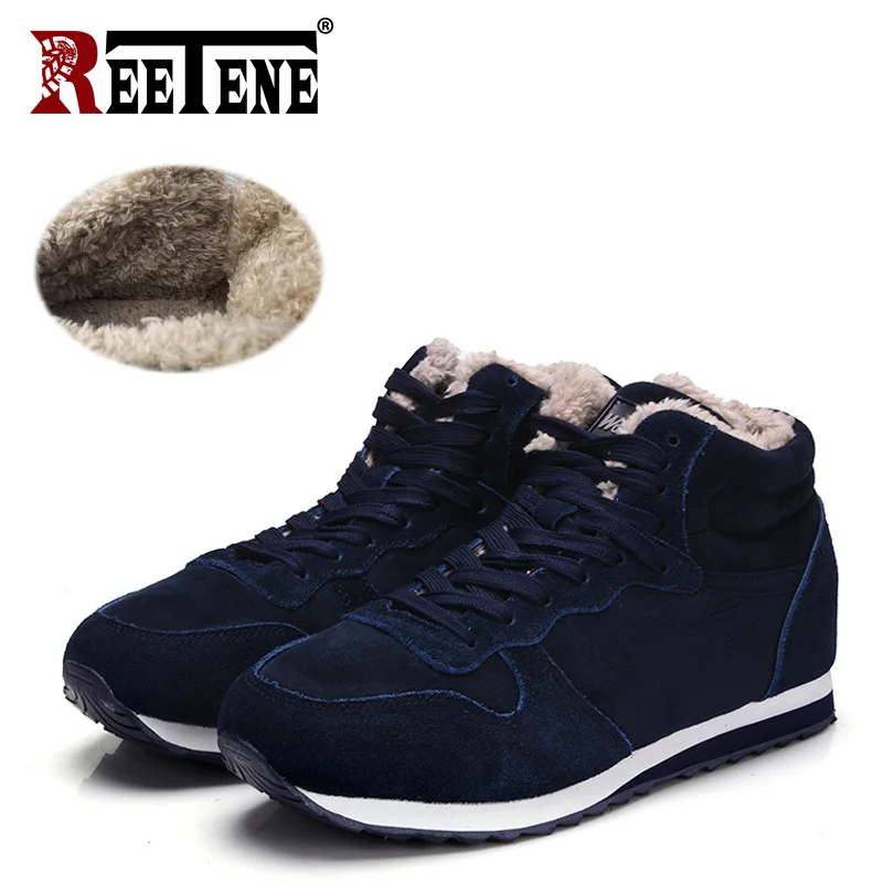 Darkblue Однотонные ковбойские зимние ботинки; мужские кожаные зимние теплые ботинки; недорогие зимние ботильоны из флока с мехом; мужские кроссовки размера плюс; Botas - Цвет: Darkblue
