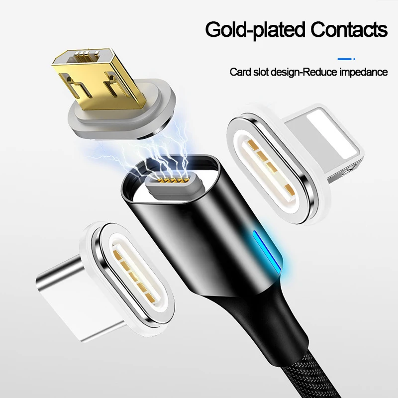 Магнитный зарядный кабель Micro usb type C, светодиодный, для iPhone, huawei, samsung, Android, мобильного телефона, 3 А, магнитный шнур для быстрой зарядки