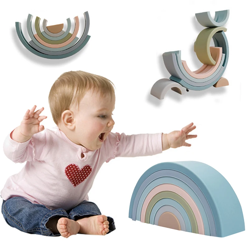 Baby Toy Silicone Educational Building Blocks 3D Rainbow Stacking Baby Building Blocks Toys Montessori Educational Toy Children 1 Baby Toy Silicone Educational Building Blocks 3D Rainbow Stacking Baby Building Blocks Toys Montessori Educational Toy Children 1
