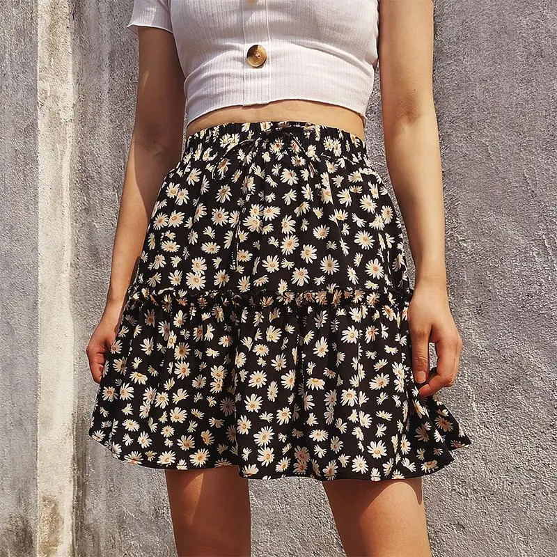 Glamorous Holiday Print High Waist Mini Skirt - White | Small