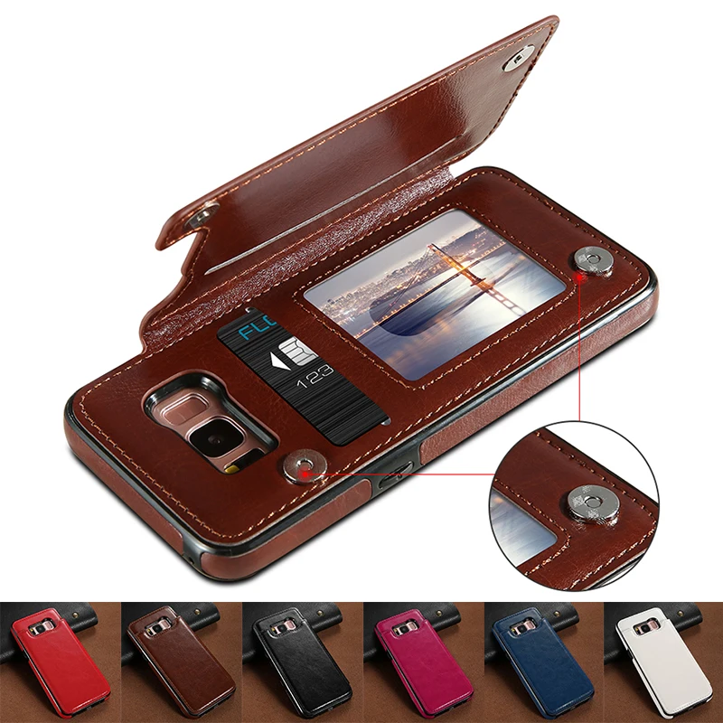 

Retro Leather Case for Samsung Galaxy S7 Edge S10e S10 S9 S8 Note 10 9 Plus Card Flip Stand Wallet Cover for Huawei Mate 20 Pro