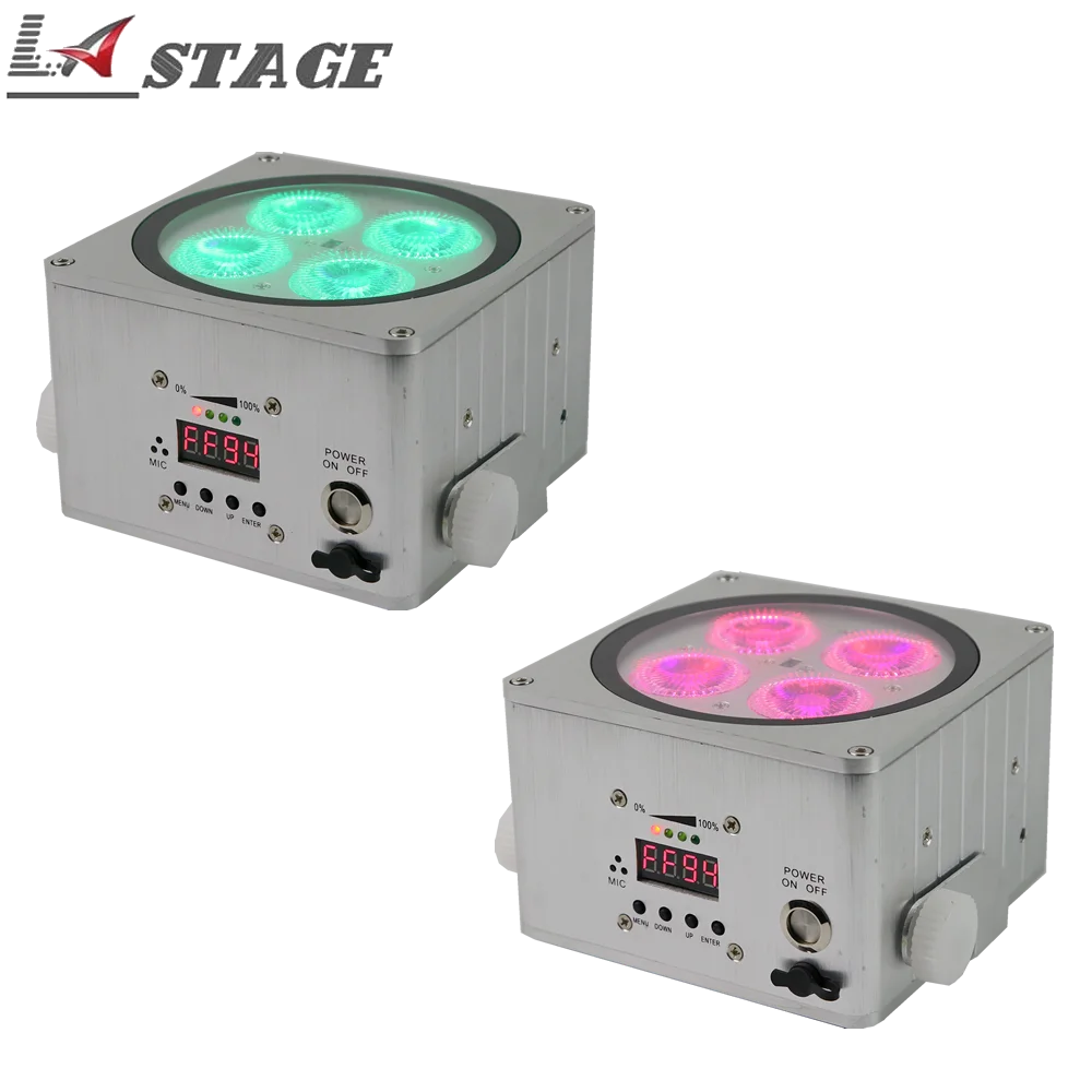 

Free Shipping 2pcs/lot 4*18W 6in1 RGBAW UV Battery Powered Wireless LED PAR LIGHT MINI Par Stage Lighting For Party Celebration