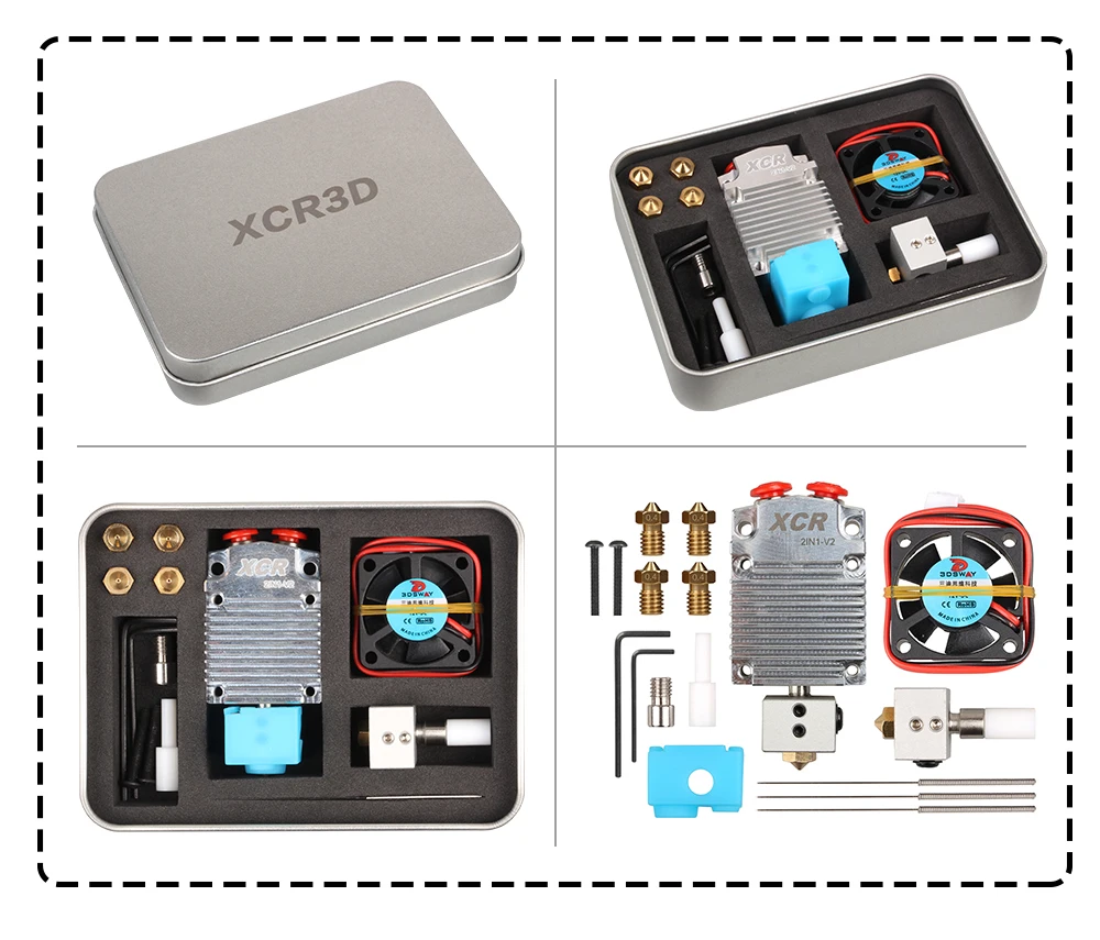 3 DSWAY 3D-принтеры часть XCR 2IN1-V2 переключение цвета Hotend два Цвет NV6 с подогревом 0,4/1,75 сопло Volcano 0,8 силикон носок и вентилятор