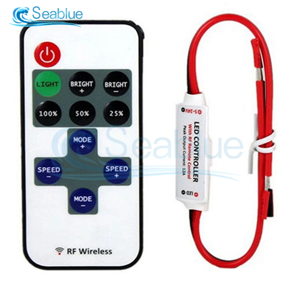1 Set 12V RF Wireless Remote Control Switch Dimmer Mini In-line LED Light Controller Module For Led Strip Light