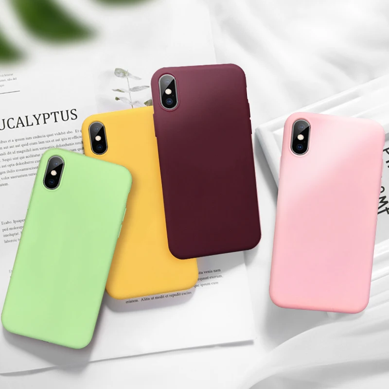 

Soft Candy Color Case For iPhone XR XS MAX X 8 7 Back Cover on For iPhone 8 7 6 6S Plus 5 5S SE Phone Coque Matte TPU Silicone