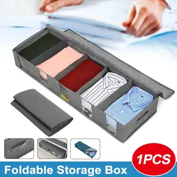 

Folding Storage Box 5 Gird Clothes Underwear Socks Collecting Case Non Woven Organizer Dust Cover Moisture-proof Toys Storage Bo