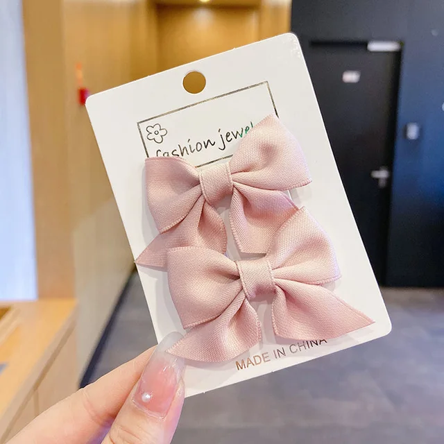 2022 New Bow Headgear Cute Sweet Little Girl Hair Accessories Summer Girls Net Red Clips Baby Hairpins Children Hair Clips Gifts Pink