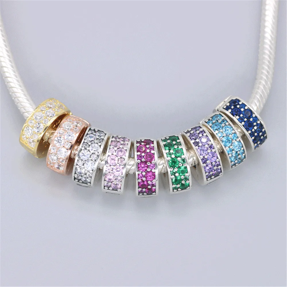 Подходит для браслеты с подвесками Браслеты 100% серебряные бусины 925 пробы