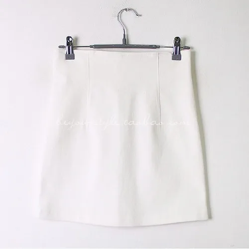 Milky white S-L, новинка, Женская юбка, одноцветная, 3 цвета, юбка-карандаш, женская, Осень-зима, высокая талия, облегающая, Ретро стиль, с разрезом, толстая, эластичная, юбки - Цвет: Milky white