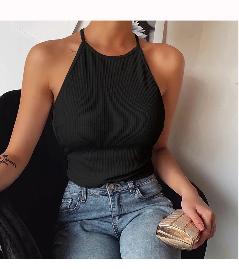 Sexy Backless Camis Women Criss Cross Halter Crop Top Camisole Party Club 2020 Summer Bandage Slim Female Streetwear Tank