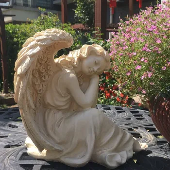 

Outdoor Happiness Angel Ornament Resin Angel Sculpture Garden Courtyard Sleeping Beauty Crafts Decor Desktop Figurines M5048