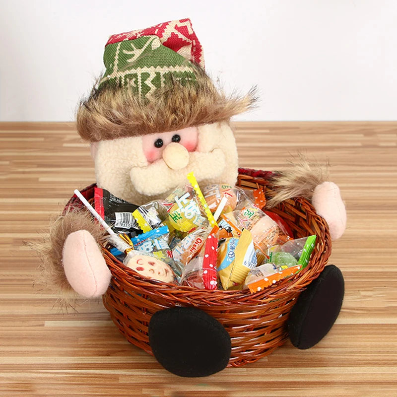 

Cute Christmas Ornaments Santa Claus Christmas Basket Candy Storage Basket Navidad Gift Basket Woven Basket Bamboo Wicker Basket
