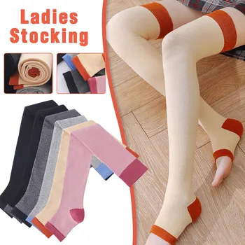 

Sexy Medias White Striped Long Socks Women Fashion Patchwork Ladies Cotton Patchwork Middle Tube Girls Warm Knee Socks Stockings