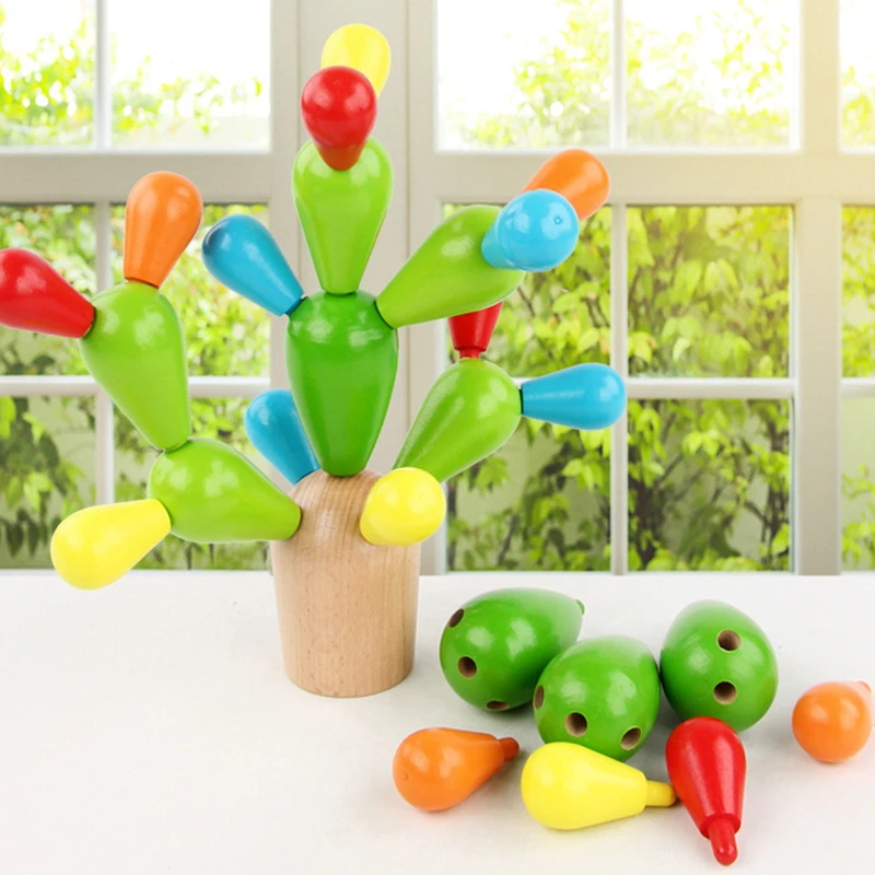 

Montessori Educational Wooden Children's bricks baby Kids manual assembly Cactus puzzle multi-function dismantling assembly Toy