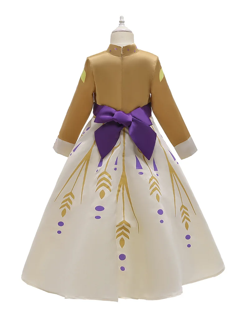 Лидер продаж; модное платье принцессы; костюм Анны; платье для девочек; robe reine des neiges vestido; платье с длинными рукавами для девочек