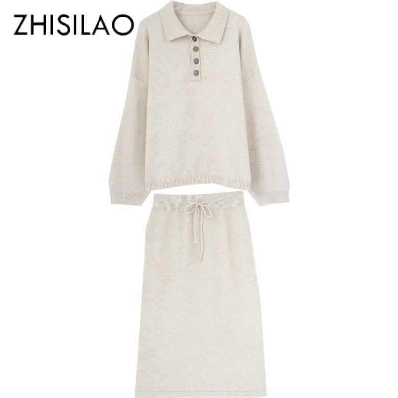 

Two Piece Sets Knitted Tracksuit Women Winter 2019 Pullover Sweater + Knit Pencil Skirts Mujer Casual Sweater Suit Chic